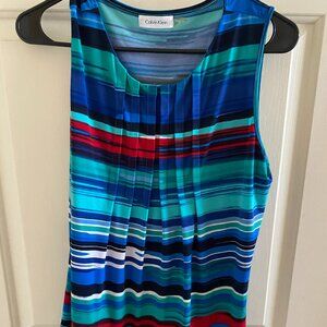 Abstract Striped Pattern Calvin Klein Sleeveless Blouse